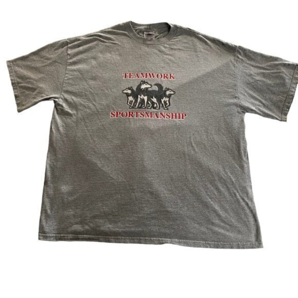 Adidas Mens T-Shirt Graphic Teamwork Sportsmanship Wolf Gray Size 2XL